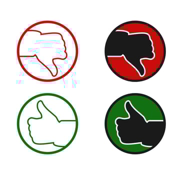 thumb up and  down in vector for icon