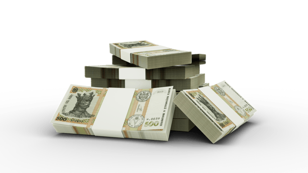 3d rendering of Stack of Moldovan leu notes. bundles of Moldovan currency notes isolated on transparent background png