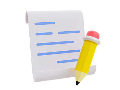 3d minimal writing a document. Document icon. Paperwork with a pencil. 3d illustration. png