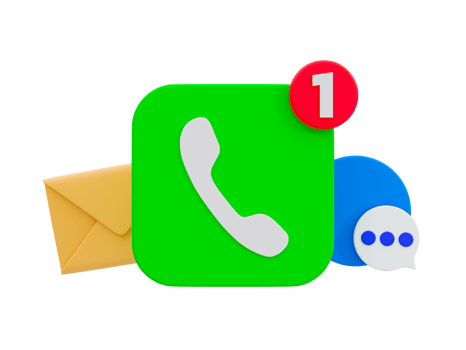 3d minimal phone ringing icon. incoming call notification. call center service concept. communication technology. phone icon with a chat, and mail icon. 3d illustration. png