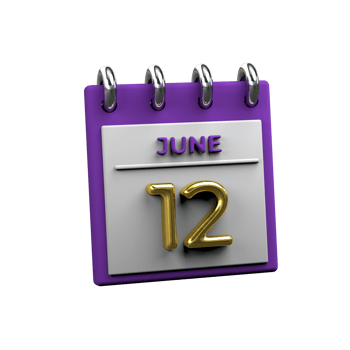 Monthly Calendar 12 June 3D Rendering png
