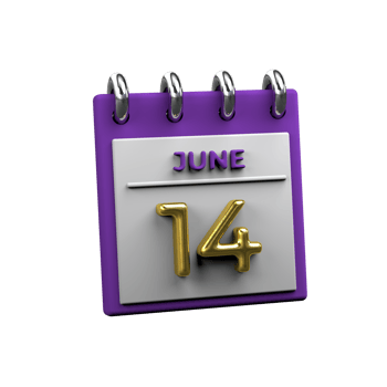 Monthly Calendar 14 June 3D Rendering png