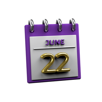 Monthly Calendar 22 June 3D Rendering png
