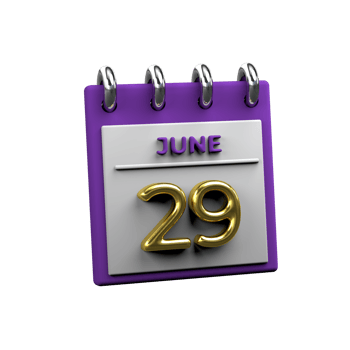 Monthly Calendar 29 June 3D Rendering png