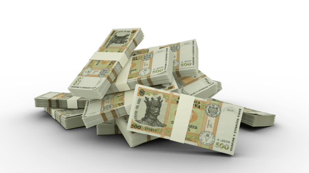 3D Stack of Moldovan leu notes png