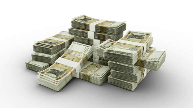 Stack of Moldovan leu notes. 3D rendering of bundles of banknotes png