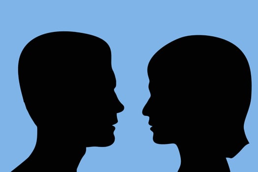 side view of woman and man in vector with shiluate style