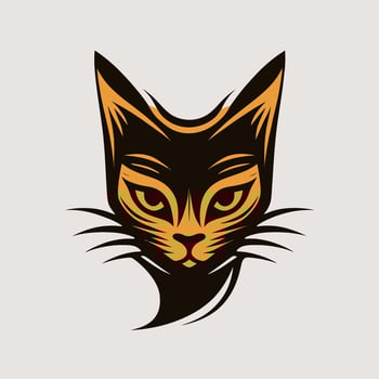 Cat Head Kitten Symbol - Gaming Cat Logo Elegant Element for Brand - Abstract Icon Symbols vector