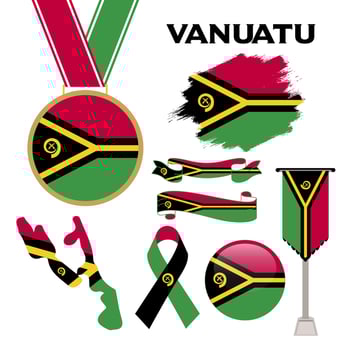 Elements Collection With The Flag of Vanuatu Design Template vector