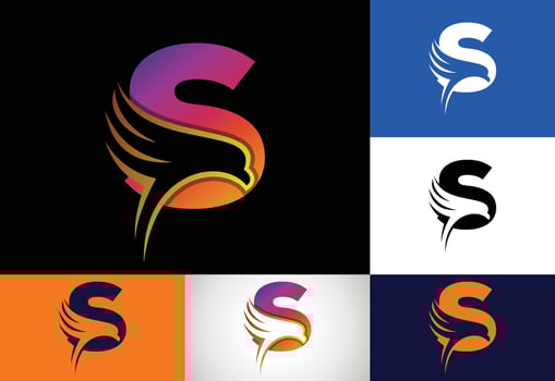 Initial S monogram letter with Eagle head negative space symbol. Creative Eagle head logo design vector