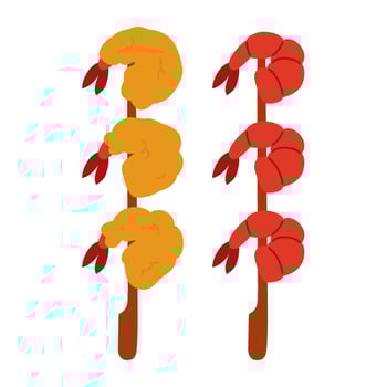 doodle asian food shrimp vector