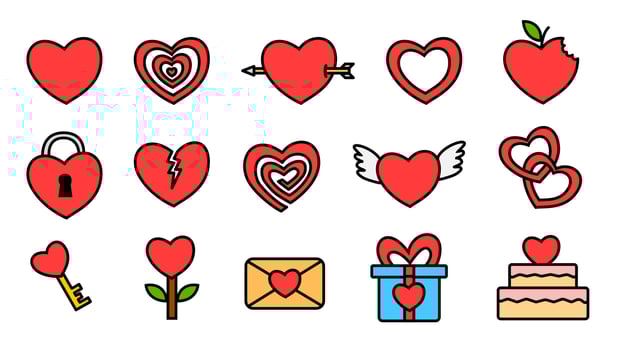 simple love icon set vector design for valentine content