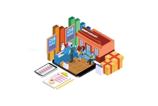 Modern Isometric Smart Cashless E-Payment Lifestyle, Suitable for Diagrams, Infographics, Illustration, And Other Graphic Related Assets vector