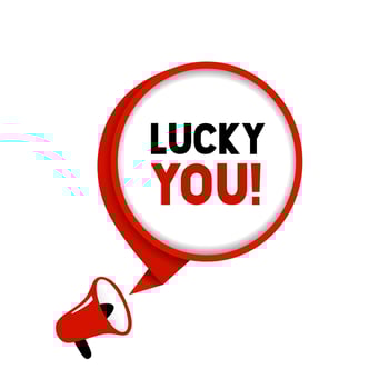 Lucky you speech bubble banner with megaphone icon. Lucky you text. Vector illustration.