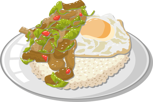 Basil with pork and fried egg png graphic clipart design