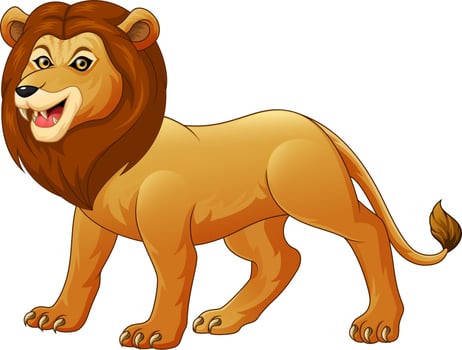 Cute lion cartoon on white background vector