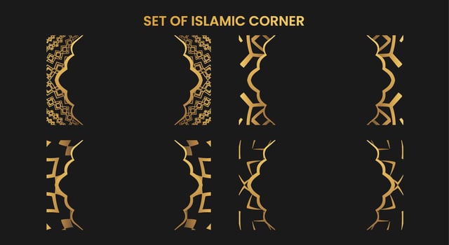 set of islamic corner element vector