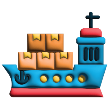 3D illustration cargo ship in logistic png