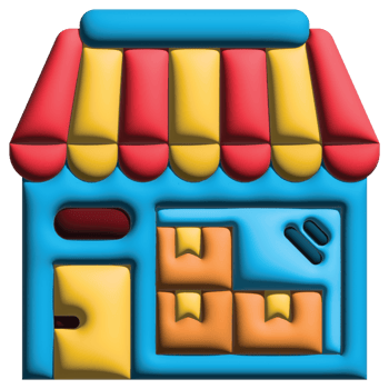 3D illustration store in logistic png
