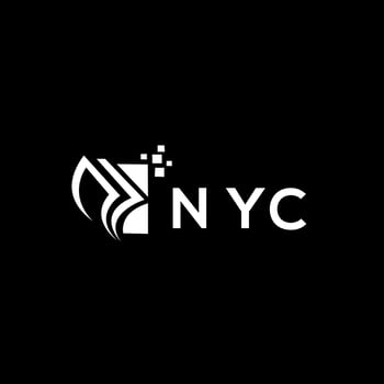 NYC credit repair accounting logo design on BLACK background. NYC creative initials Growth graph letter logo concept. NYC business finance logo design. vector