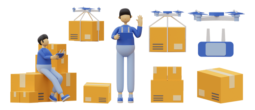 A Set Of Illustrations delivery illustration art 3d png