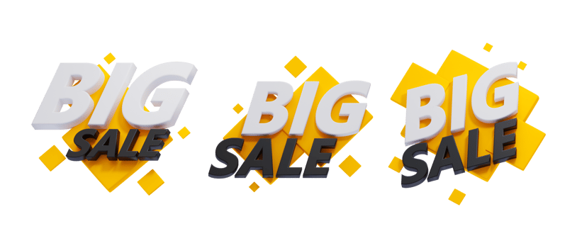 big sale banner 3d design, promotion banner png
