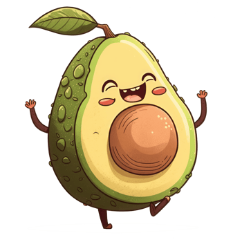 cute happy avocado character . AI Generated png