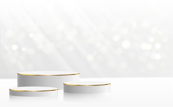 Realistic white 3D podium set vector
