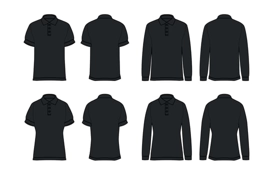Flat Outline Black Polo Shirts vector