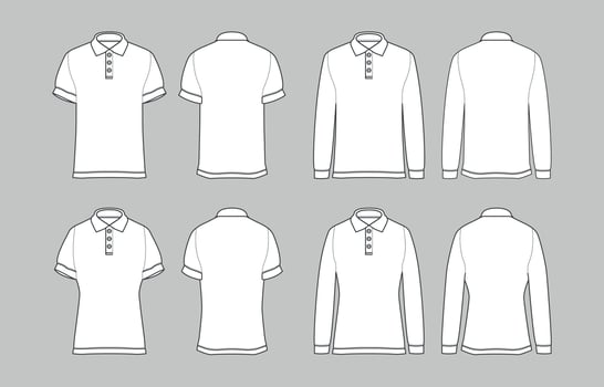 Flat Outline White Polo Shirts vector