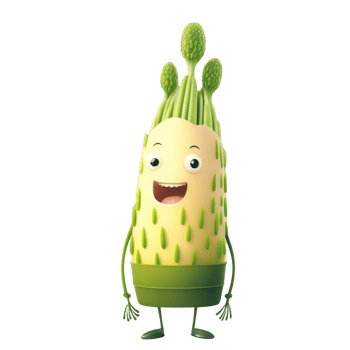 cute happy asparagus character . AI Generated png