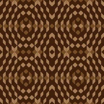 Seamless fabric geometric pattern in brown on a black background. vector