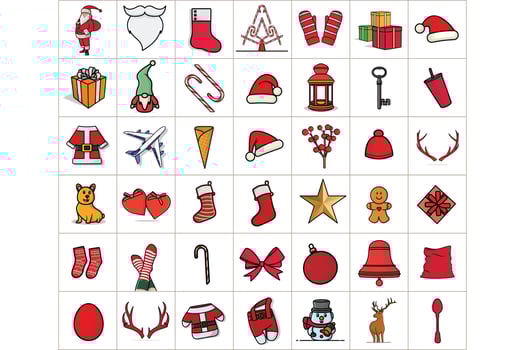 Set of Christmas Celebration element vector illustration. Christmas holiday object icon concept. Collection of Happy New Year 2022. Happy Christmas 2022 icons design.