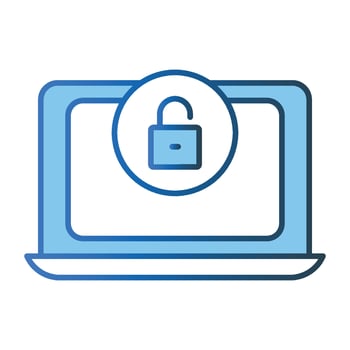 open system icon illustration. Laptop icon with padlock. icon related to security. Lineal color icon style. Simple vector design editable