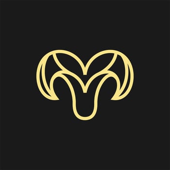 ram head simple line creative logo design vector