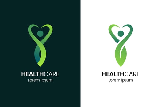 Abstract people body health logo. health care logo design modern style with leaf and love symbol icon design concept for healthy life, body care, sanity, lifestyle logo design vector