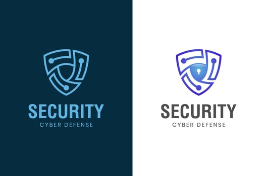 cyber defense shield logo for internet data security design concept. cyber internet online security logo vector