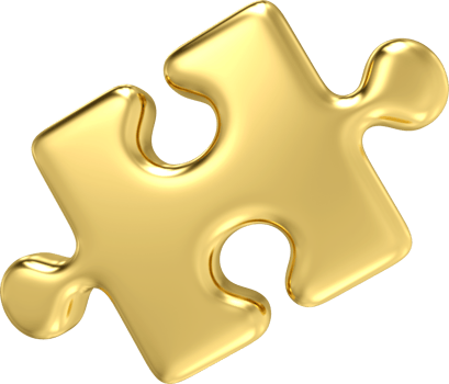 3d gold metal puzzle icon in trendy. puzzle icon page symbol for your web site design puzzle icon logo, app, UI. 3d rendering png