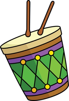 Mardi Gras Drums Cartoon Colored Clipart vector