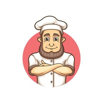funny cartoon chef with mustache vector