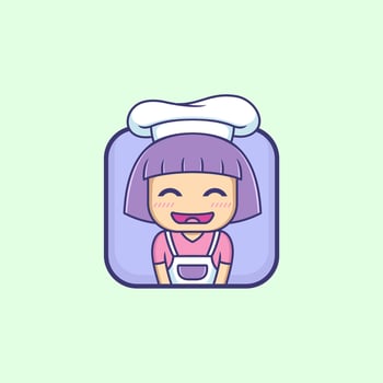 cute cartoon little girl being a chef vector