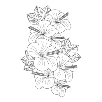 Hibiscus Flower Coloring Page vector