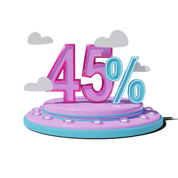 Discount 45 Percent on Transparent background 3d illustration png