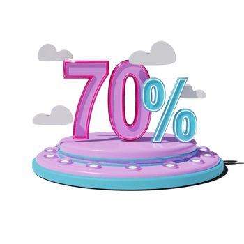 Discount 70 Percent on Transparent background 3d illustration png