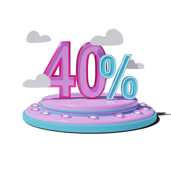 Discount 40 Percent on Transparent background 3d illustration png