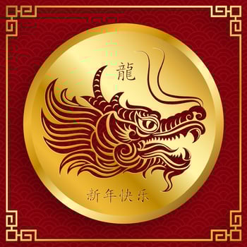 Happy Chinese new year 2024 Dragon Zodiac sign vector