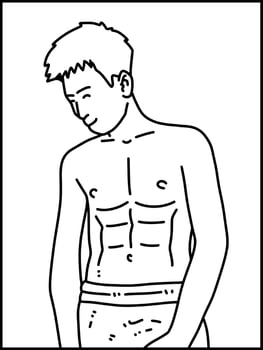 black and white of cute man cartoon for colroing vector
