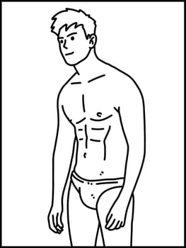 black and white of cute man cartoon for coloring vector
