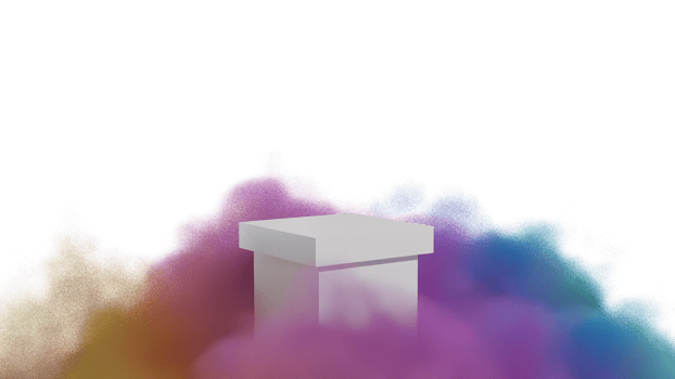 Podium product display with cloud colorful 3d render isolated on transparent background PNG File