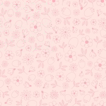 Floral seamless pattern in linear style . Simple Abstract hand drawn flowers of various shapes and scribbles. Vector. vector
